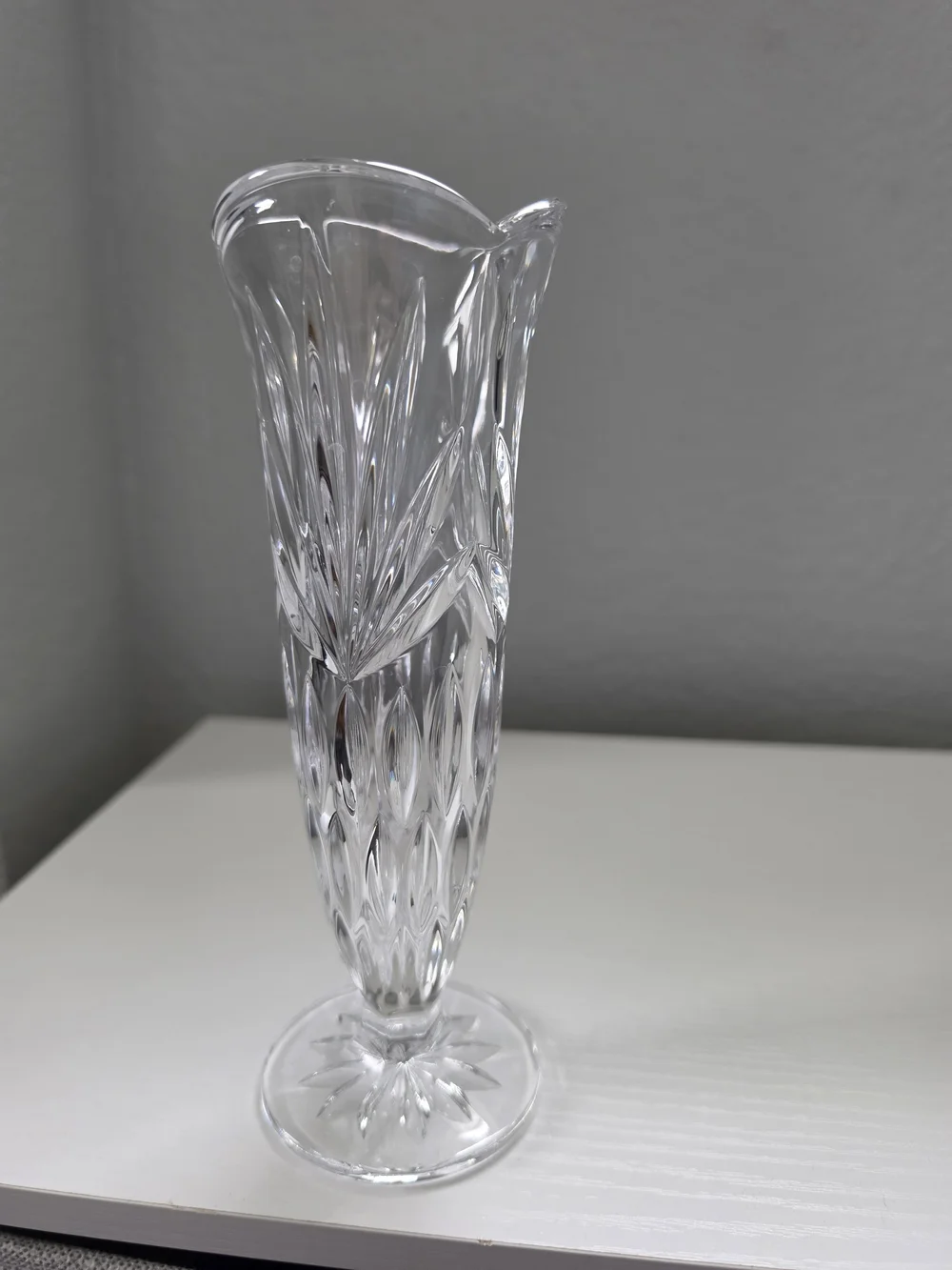 Vintage Bohemian Crystal Cut Vase - Elegant Home Accent